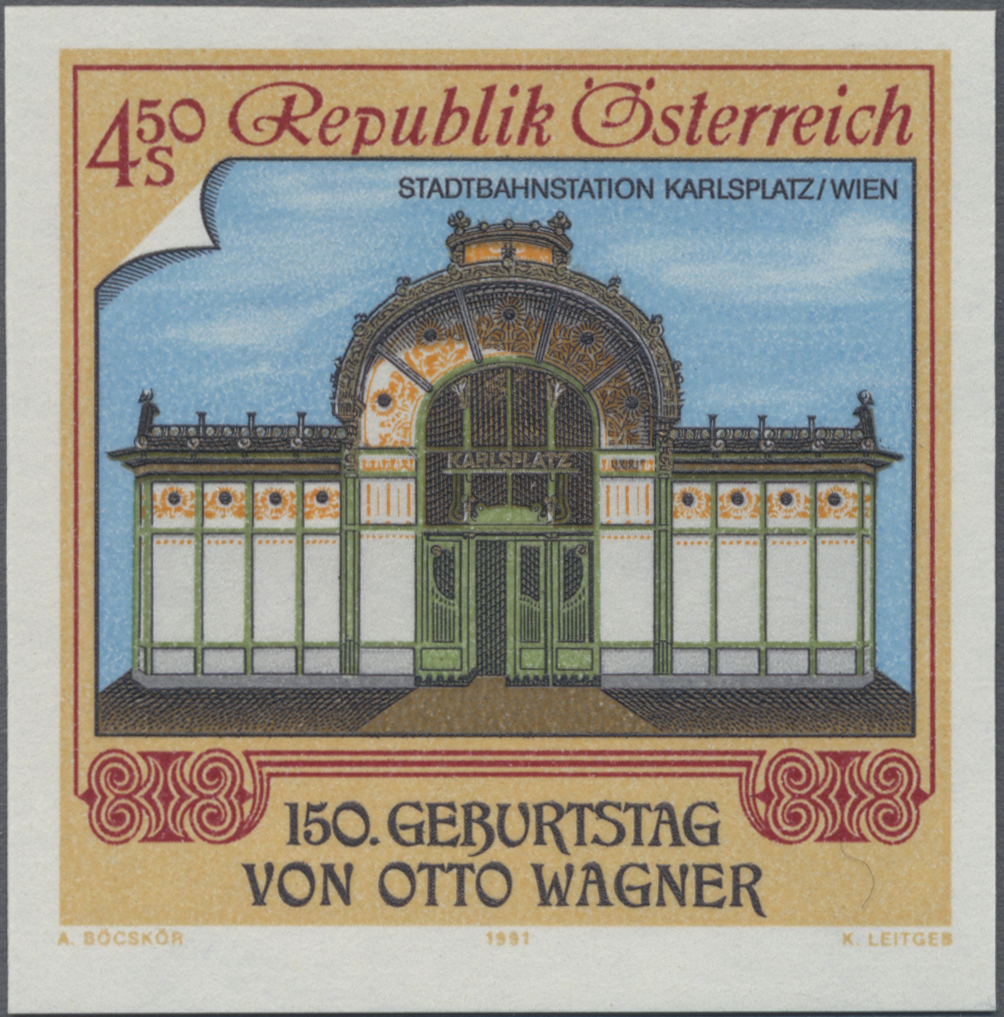 1991, 4, 50 S, Bildende Kunst in Österreich: 150. Geburtstag von Otto Wagner, Abbildung: Stationsgebäude Karlsplatz der Wiener Stadtbahn