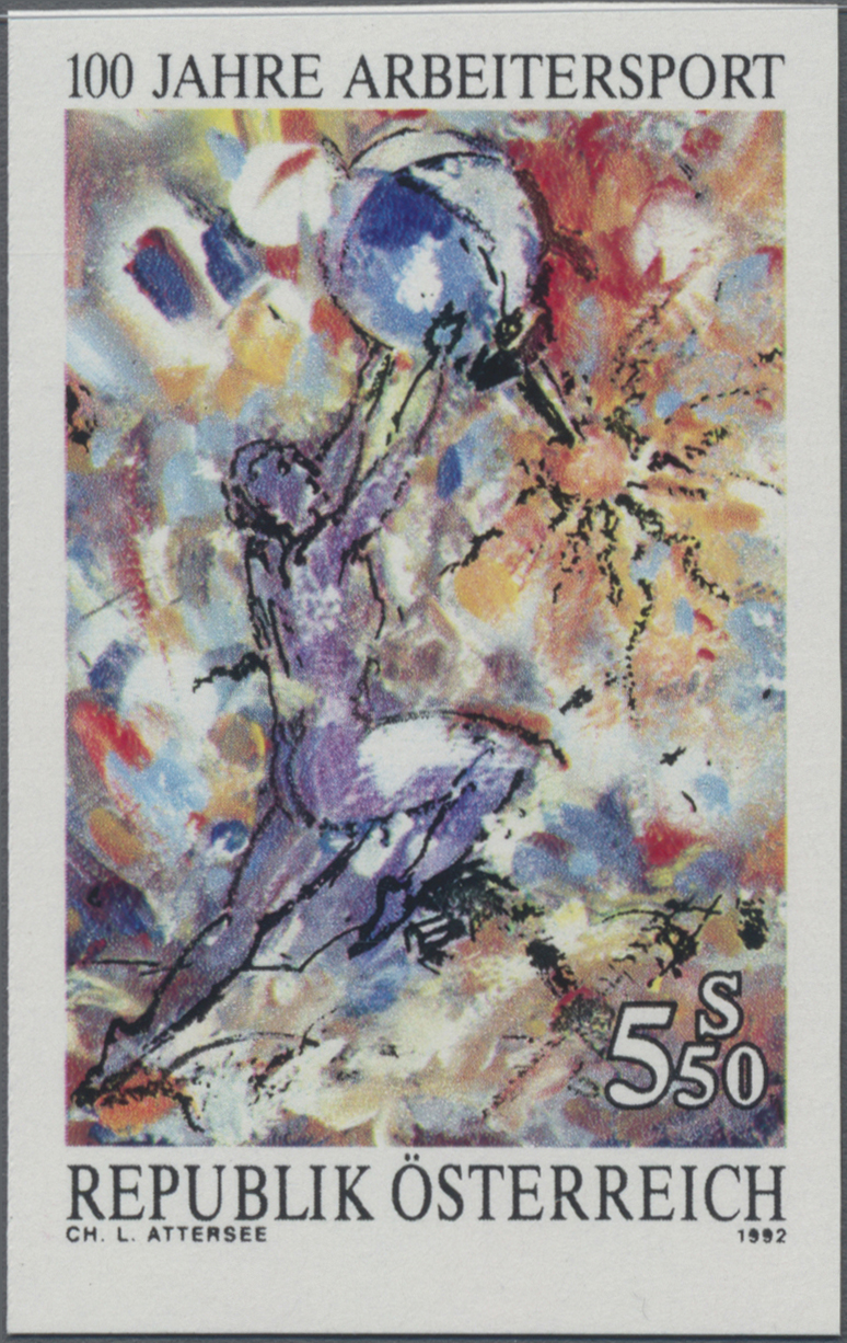 1992, 5, 50 S, 100 Jahre Arbeitersportbewegung, Abbildung: Gemälde Ballsport von Christian Ludwig Attersee