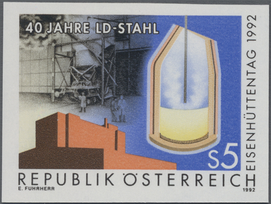 1992, 5 S, Eisenhüttentag, 40 Jahre LD - Stahl, Abbildung: LD Stahlwerk, LD - Tiegel (LD = Linz - Donawitz (Verfahren))