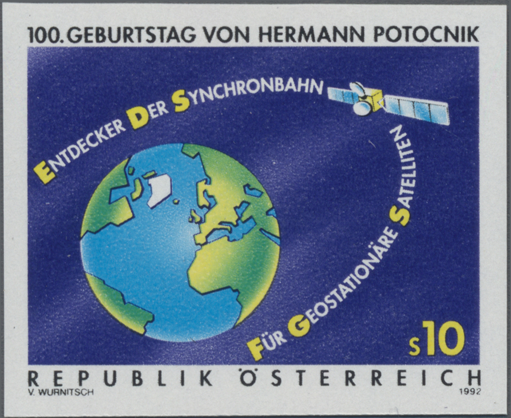 1992, 10 S, 100. Geburtstag von Hermann Potocnik, Entdecker der Synchronbahn für geostationäre Satelliten