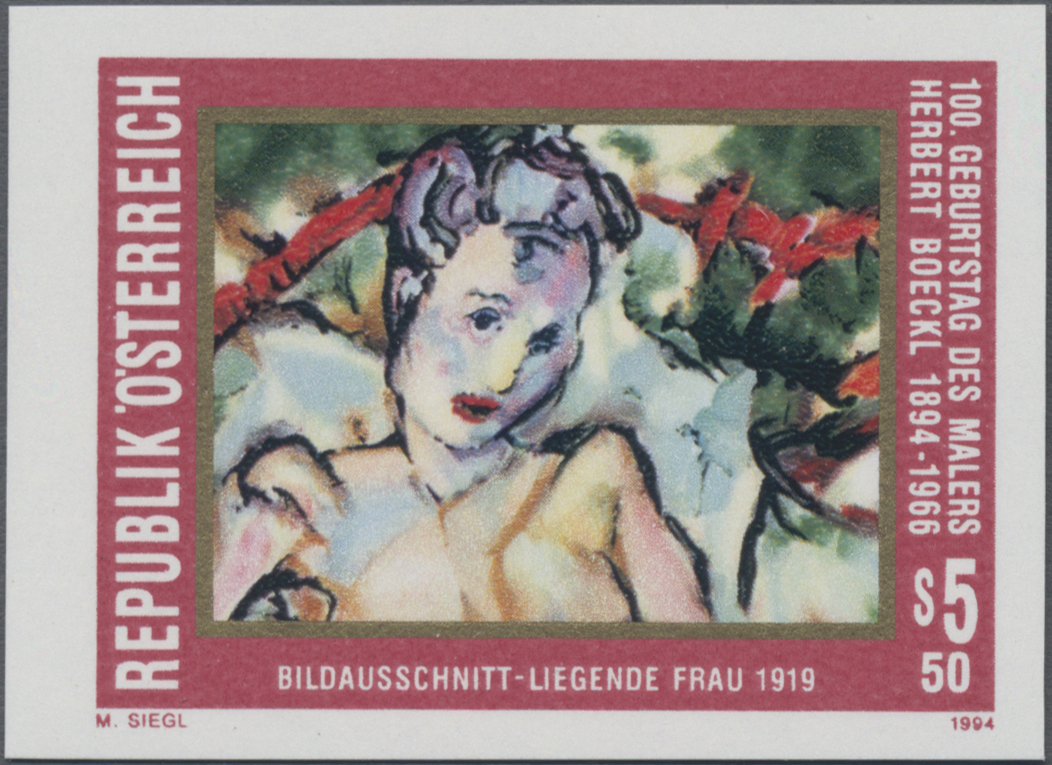 1994, 5, 50 S, 100. Geburtstag von Herbert Boeckl, Abbildung: Gemälde Liegende Frau