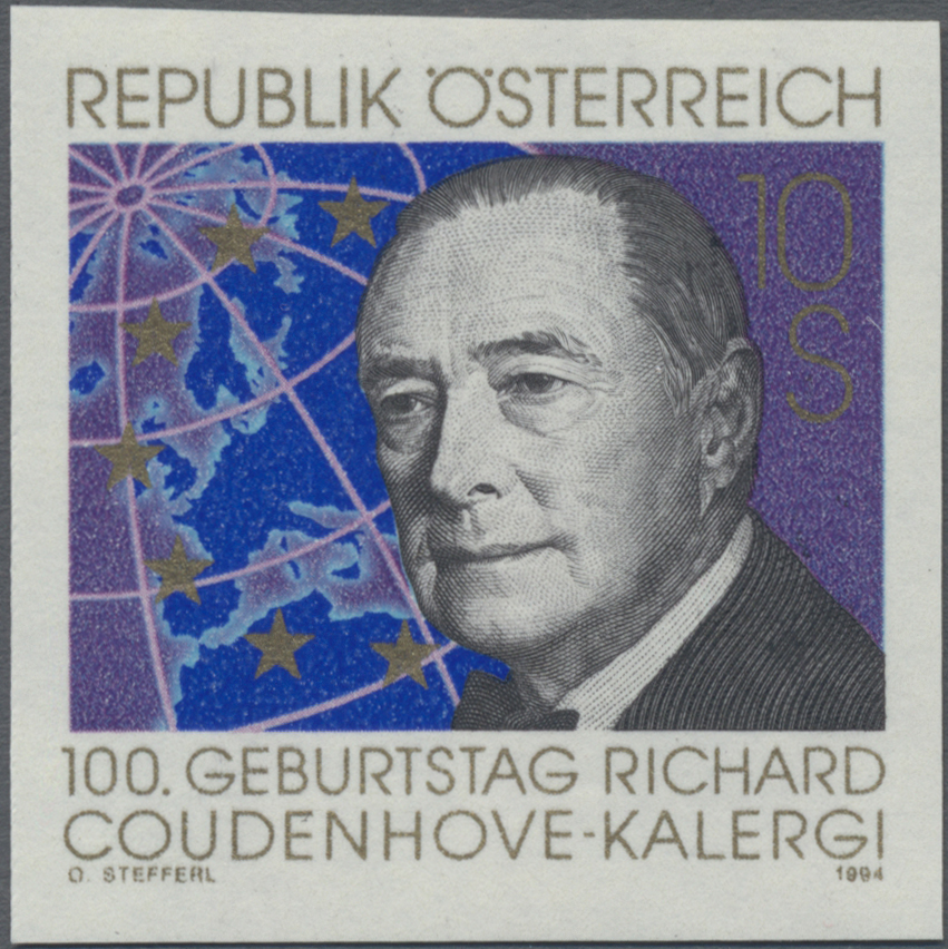 1994, 10 S, 100. Geburtstag von Richard Nikolaus Graf von Coudenhove - Kalergi, politischer Schriftsteller, Gründer der Paneuropa - Union
