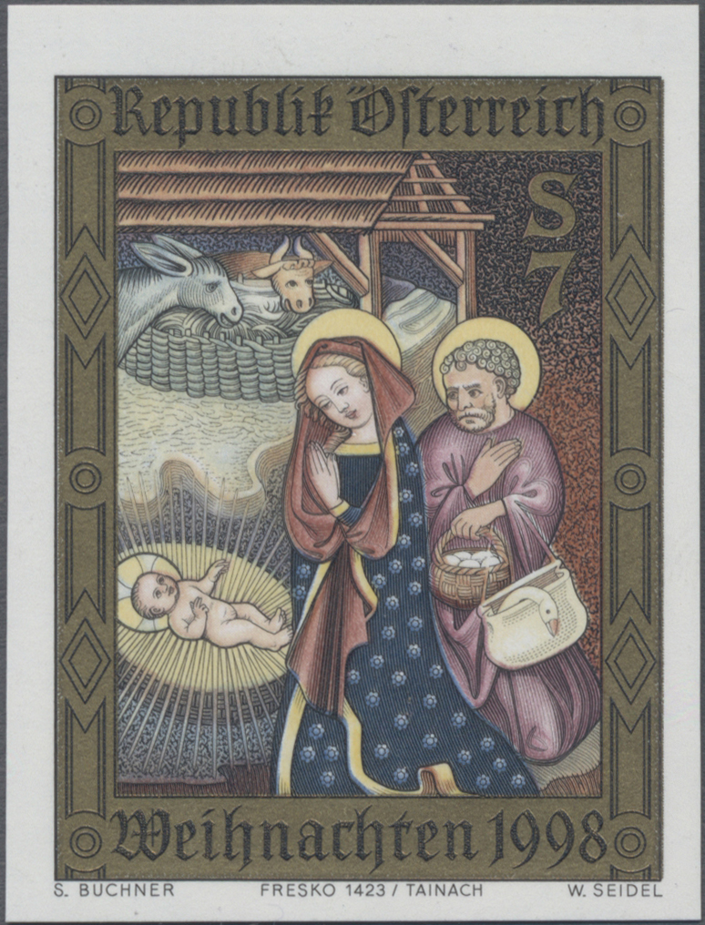 1998, 7 S, Weihnachten, Abbildung: Geburt Christi, Freskendetail in der Propstei Teinach