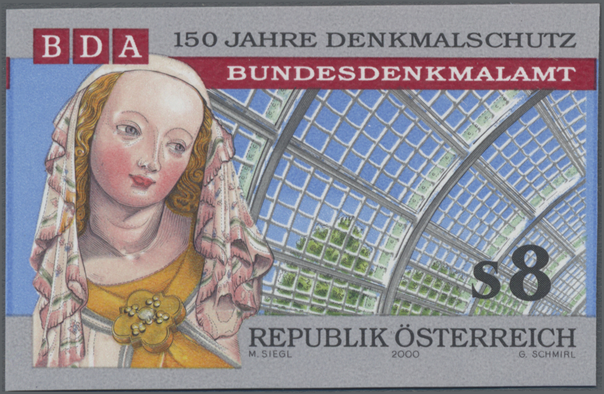 2000, 8 S, 150 Jahre Denkmalschutz, Abbildung: Altenmarkter Madonna vor Glasdach des Palmenhauses im Wiener Burggarten