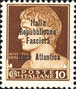 Serie imperiale sovrastampata Italia repubblicana fascista in carattere stretto - Effigie di Augusto