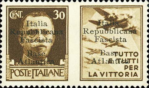 Propaganda di guerra sovrastampati Italia repubblicana fascista in carattere largo - Tutto e tutti per la vittoria