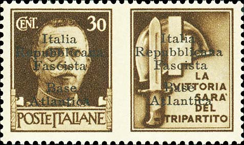 Propaganda di guerra sovrastampati Italia repubblicana fascista in carattere largo - La vittoria sarà del tripartito