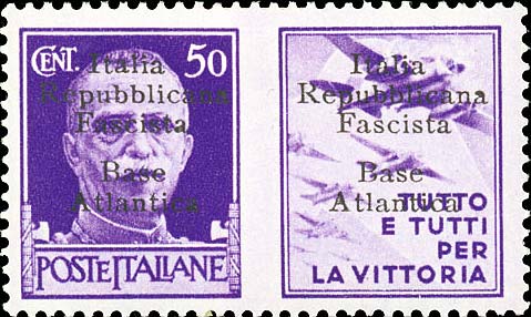 Propaganda di guerra sovrastampati Italia repubblicana fascista in carattere largo - Tutto e tutti per la vittoria