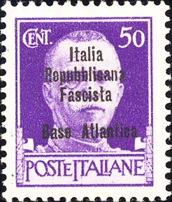 Serie imperiale sovrastampata Italia repubblicana fascista in carattere stretto - Effigie di Vittorio Emanuele III di fronte