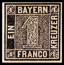 https: //commons.wikimedia.org/wiki/File: First_Bavaria_postage_stamp_1k_1849_issue.jpg