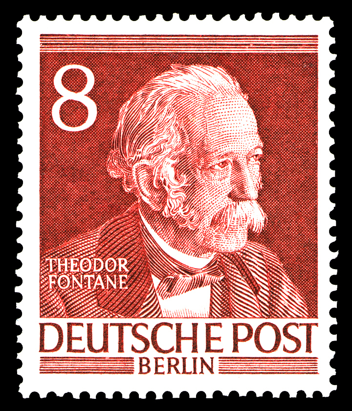 Briefmarkenserie Männer aus der Geschichte Berlins I, Theodor Fontane, (1819 - 1898)