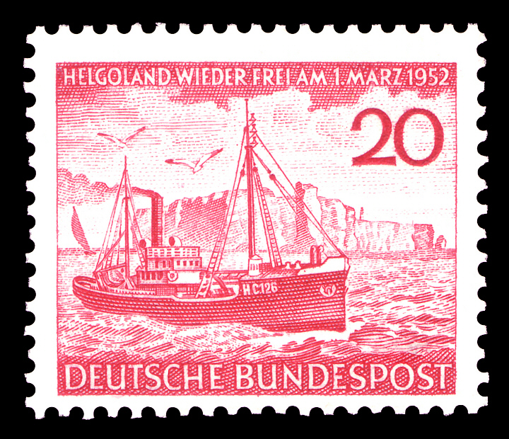 Sondermarke 1952, zur Rückgabe der Insel Helgoland an Deutschland Helgoland wieder frei