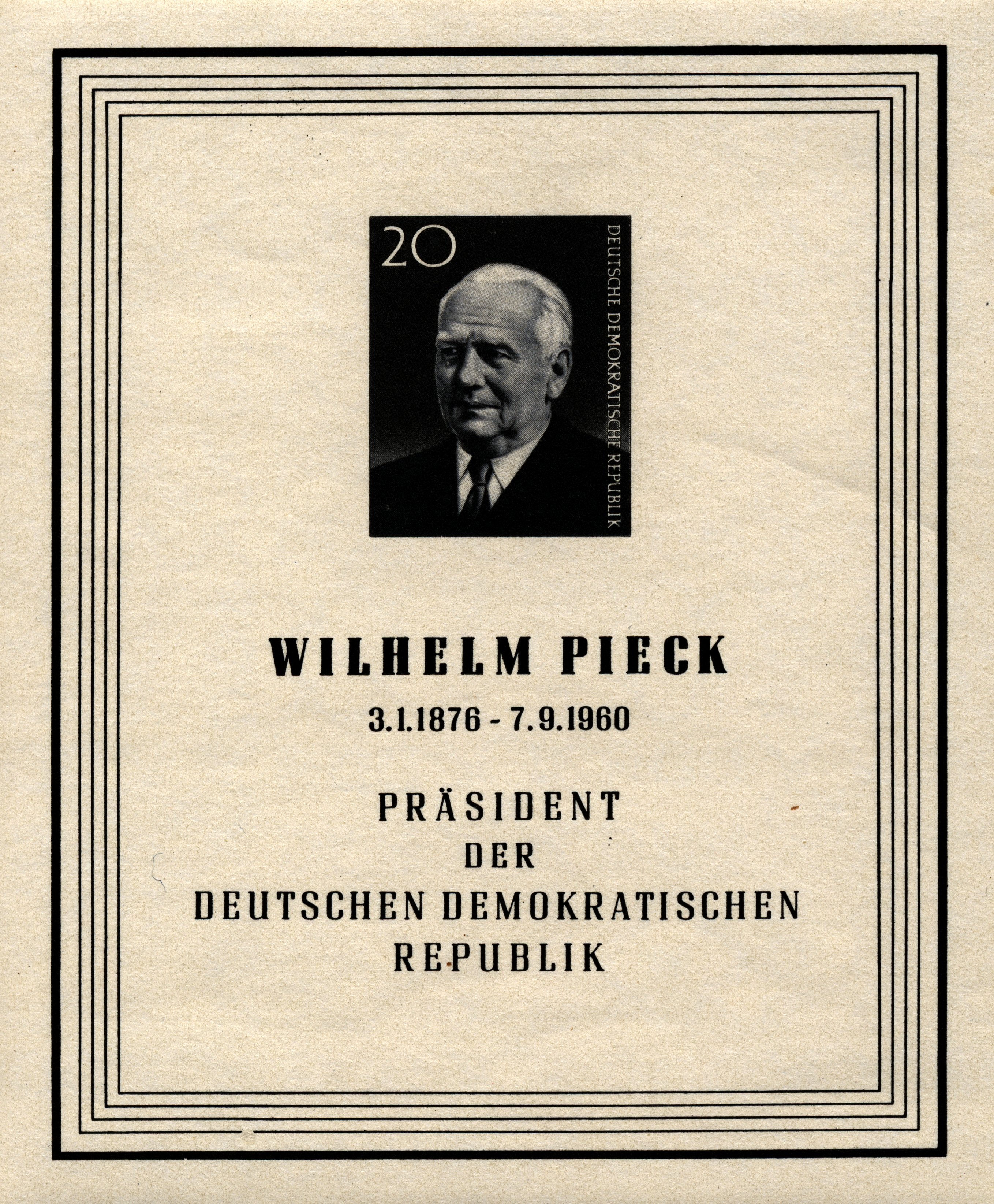 DDR - Briefmarke zum Tod von Wilhelm Pieck