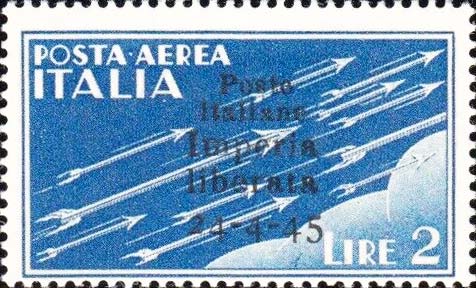 Serie imperiale sovrastampata Poste italiane Imperia liberata 24 - 4 - 45 - Frecce