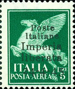 Serie imperiale sovrastampata Poste italiane Imperia liberata 24 - 4 - 45 - Pegaso