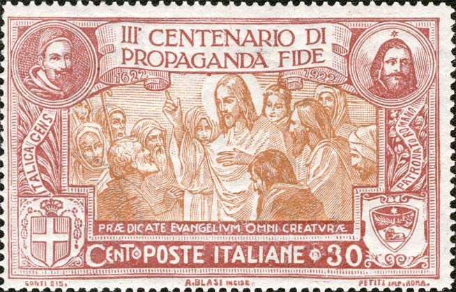 3º centenario della congregazione di Propaganda Fide - Gesù invia gli Apostoli a predicare il Vangelo, effigie di san Domenico