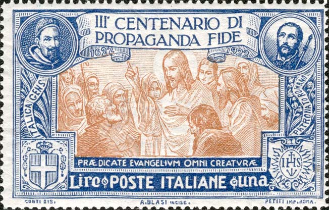 3º centenario della congregazione di Propaganda Fide - Gesù invia gli Apostoli a predicare il Vangelo, effigie di san Francesco Saverio