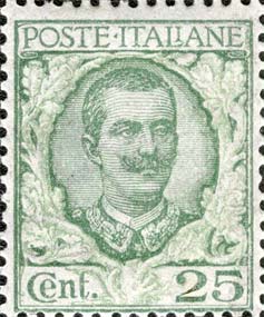 Floreale - Effigie di Vittorio Emanuele III e ornamenti floreali