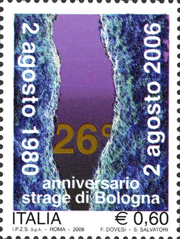 2 agosto 2006 - 26º anniversario della strage di Bologna - Squarcio nel muro provocato dall´esplosione della bomba nella sala d´attesa della stazione ferroviaria di Bologna