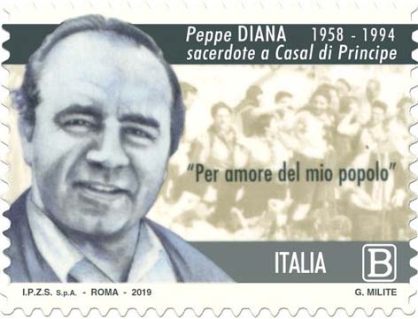 Italienische Briefmarke zum 25. Todestag Peppe Dianas