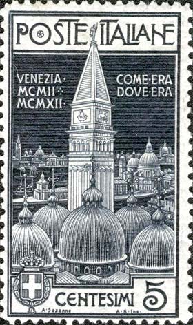 Ricostruzione del campanile di san Marco, a Venezia