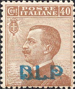 BLP Sovrastampa del primo tipo - Effigie di Vittorio Emanuele III volta a sinistra