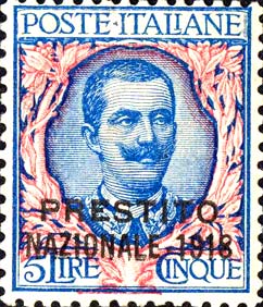 Prestito Nazionale - Effigie di Vittorio Emanuele III e ornamenti floreali
