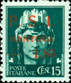 Serie imperiale sovrastampata P.S.I. MANTOVA - Italia turrita