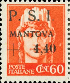 Serie imperiale sovrastampata P.S.I. MANTOVA - Italia turrita