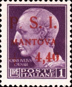 Serie imperiale sovrastampata P.S.I. MANTOVA - Effigie di Giulio Cesare
