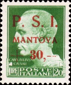 Serie imperiale sovrastampata P.S.I. MANTOVA - Effigie di Giulio Cesare