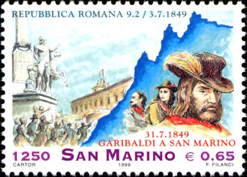150º anniversario della repubblica romana e dello scampo di Garibaldi a San Marino