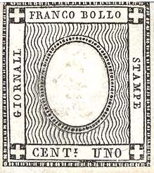 1 gennaio 1861 - Francobolli per le stampe - 1 c. - Cifra in rilievo