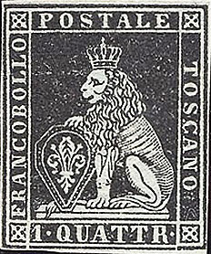 Aprile 1851 - Marzocco, filigrana corone granducali - 1 quattrino
