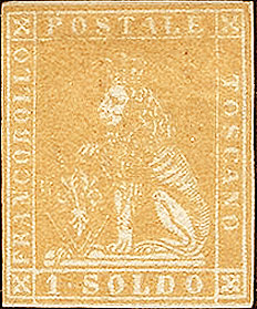 Aprile 1851 - Marzocco, filigrana corone granducali - 1 soldo