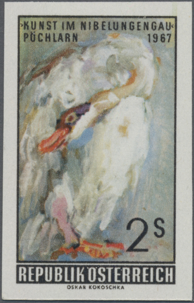 1967, 2 S, Kunst im Nibelungengau, Oskar Kokoschka (1886 - 1980): Schwan, Märchengestalt aus Amor und Psyche