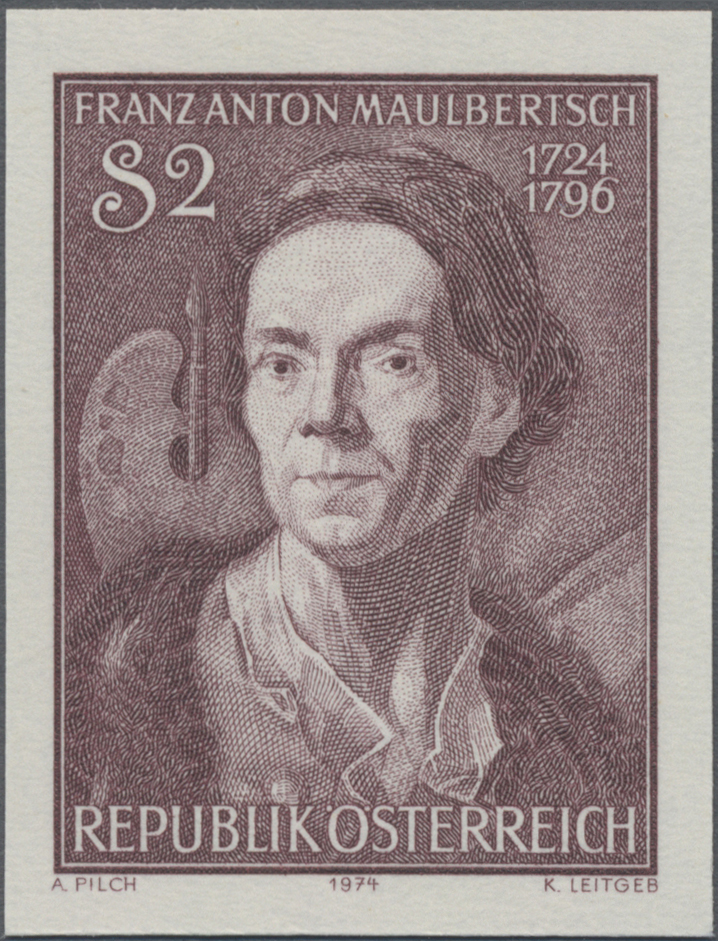 1974, 2 S, 200. Geburtstag von Franz Anton Maulbertsch, Maler im Spätbarock, Abbildung: Selbstporträt