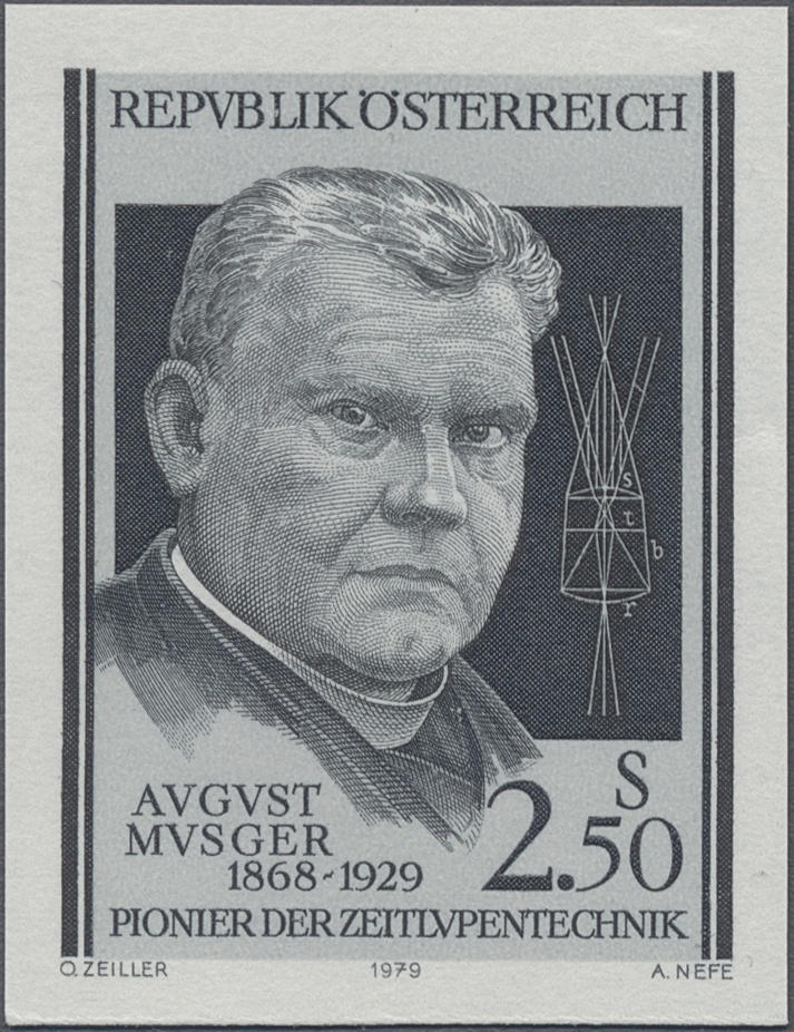 1979, 2, 50 S, 100. Todestag von August Musger (1868 - 1929), Pionier der Zeitlupentechnik