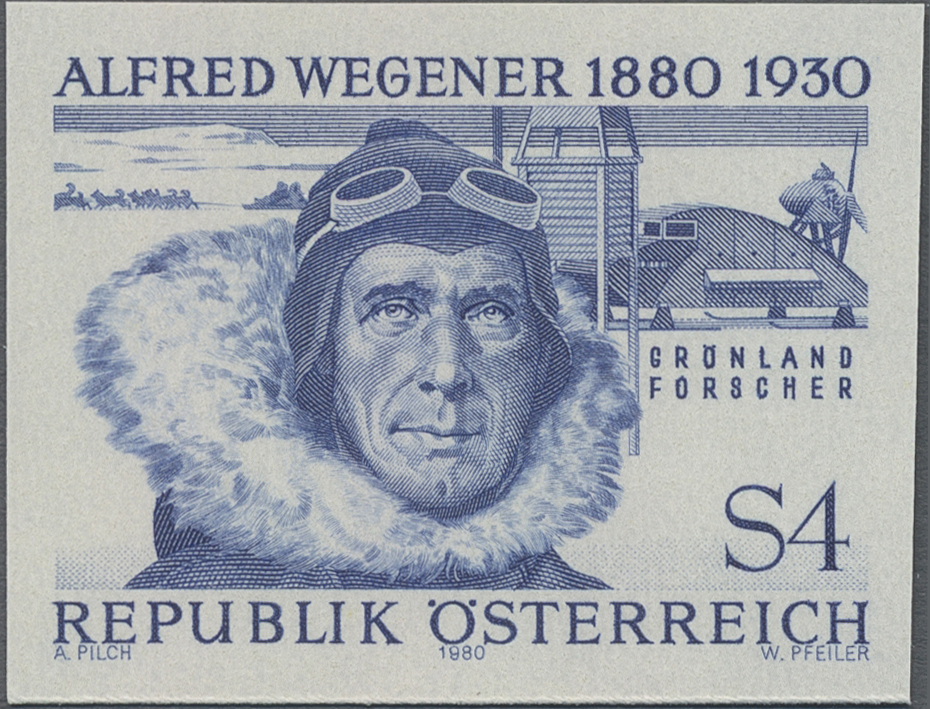 1980, 4 S, 100. Geburtstag von Alfred Wegener - Meteorologe, Polarforscher