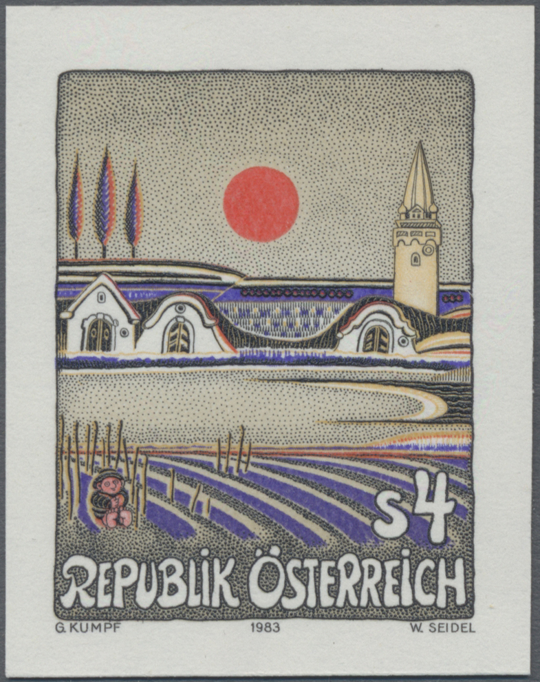 1983, 4 S, Moderne Kunst in Österreich - Gottfried Kumpf - Abendsonne über dem Burgenland