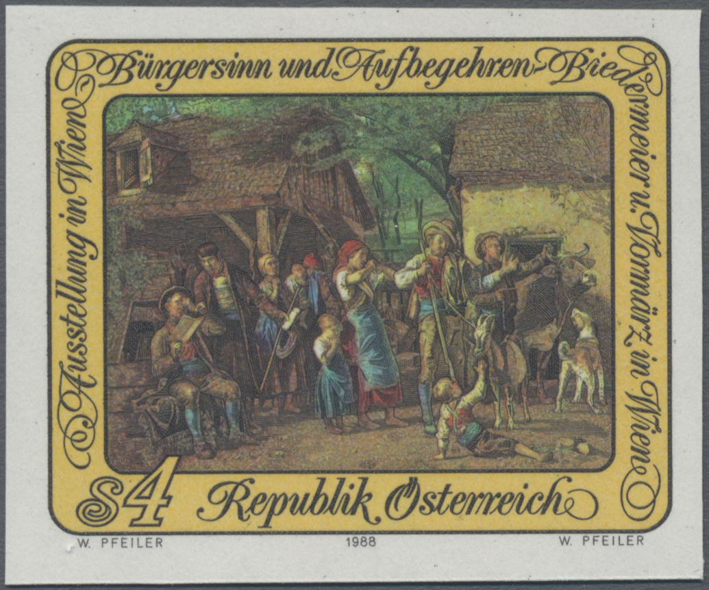 1988, 4 S, Ausstellung Bürgersinn und Aufbegehren - Biedermeier und Vormärz in Wien, Abbildung: Die Pfändung, Gemälde von Ferdinand Georg Waldmüller