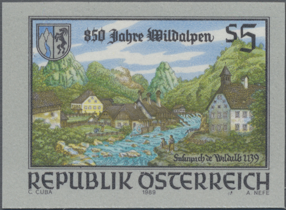 1989, 5 S, 850 Jahre Wildalpen, Motiv: Ortsansicht mit ehemaligem Hammerwerk