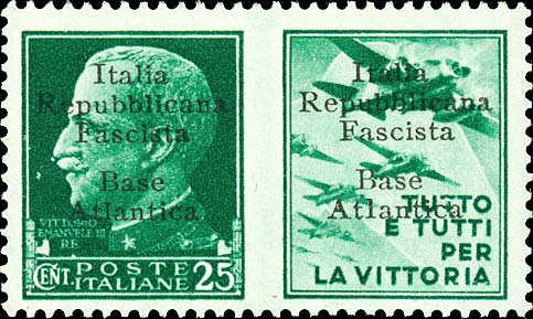 Propaganda di guerra sovrastampati Italia repubblicana fascista in carattere largo - Tutto e tutti per la vittoria