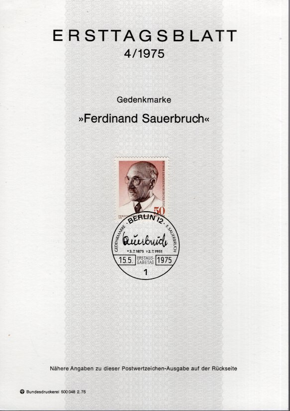 100. Geburtstag Ferdinand Sauerbruch