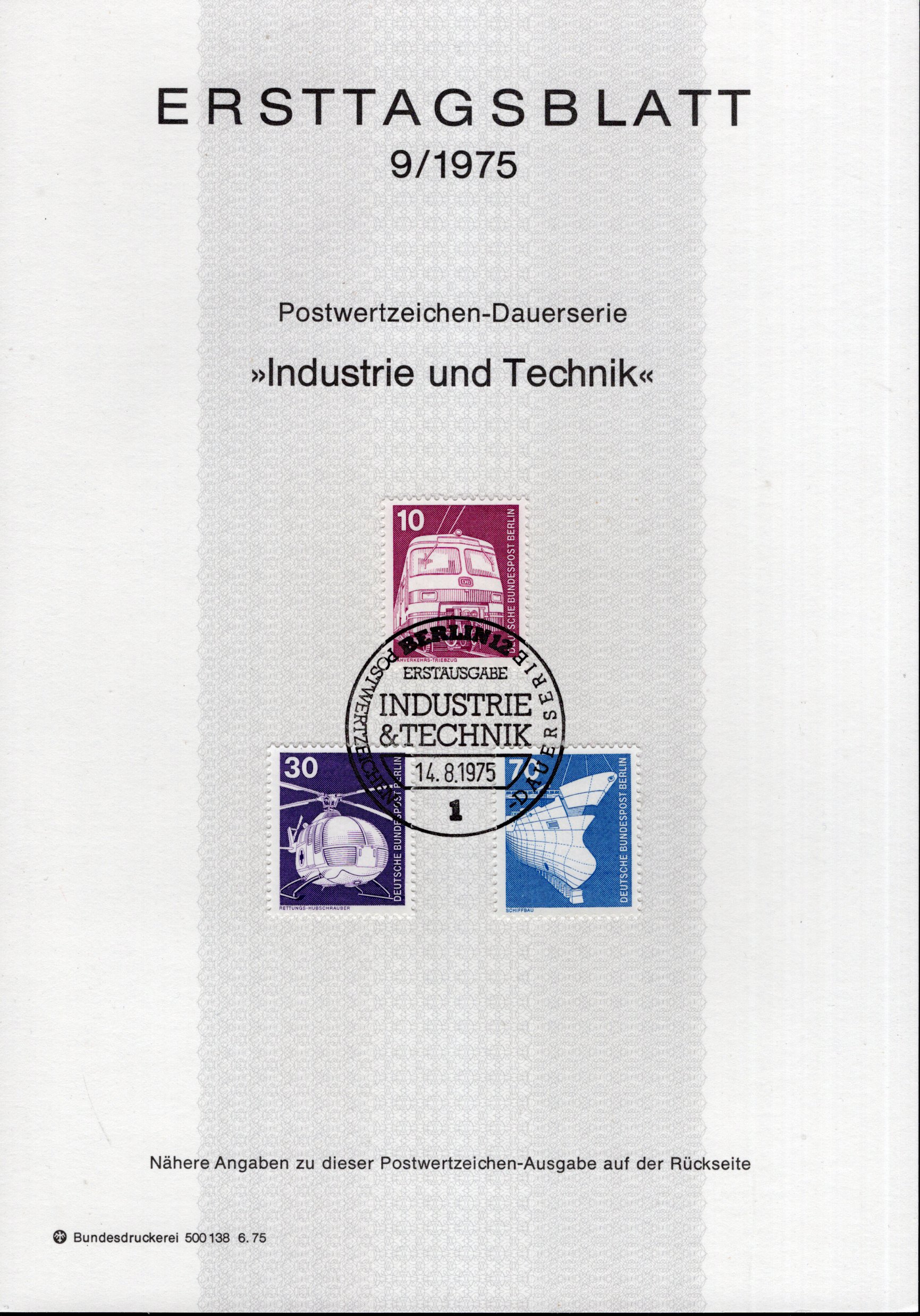 Dauerserie Industrie und Technik - Nahverkehrs - Triebzug - Rettungs - Hubschrauber - Schiffbau