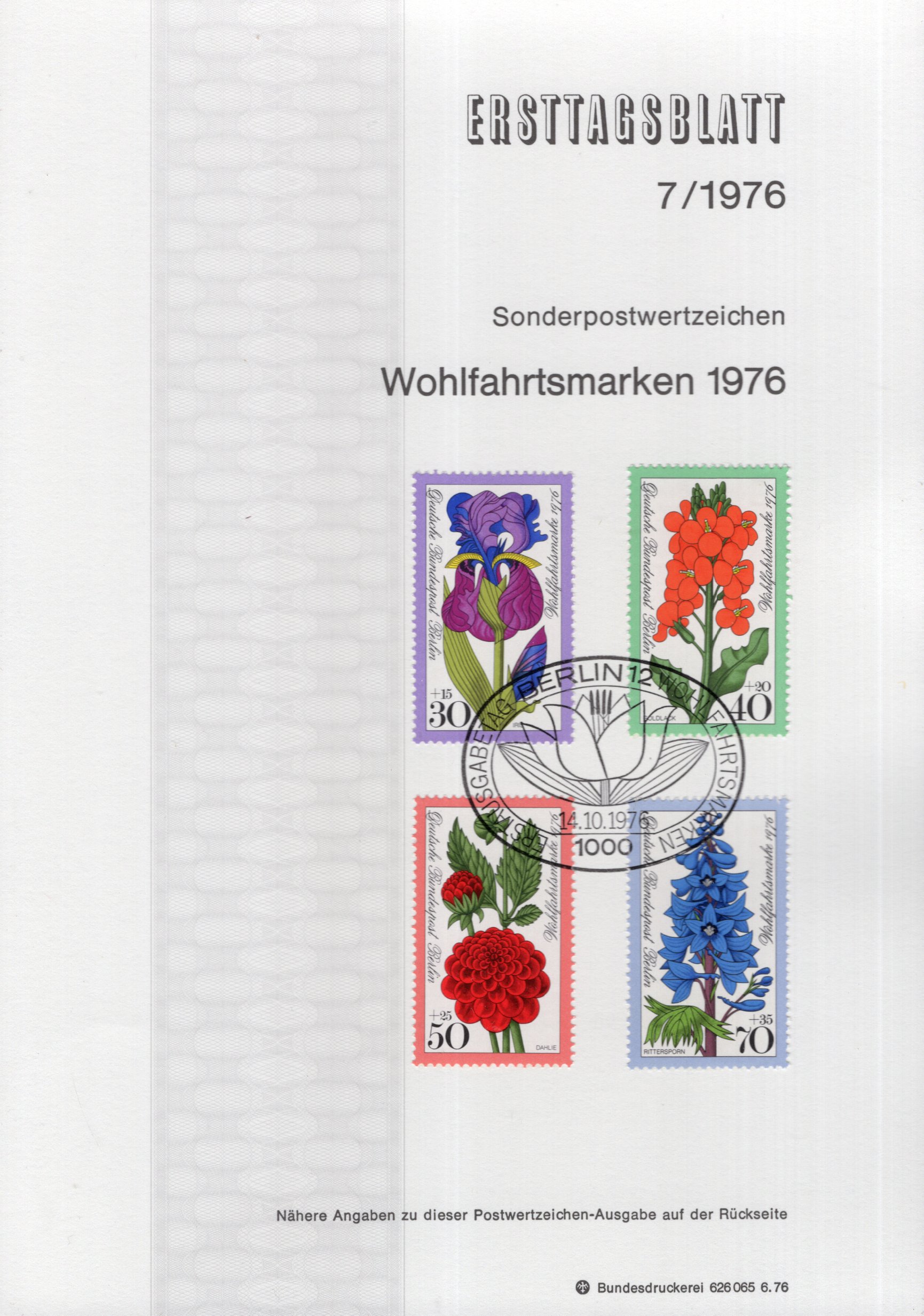 Wohlfahrtsmarken 1976 - Gartenblumen