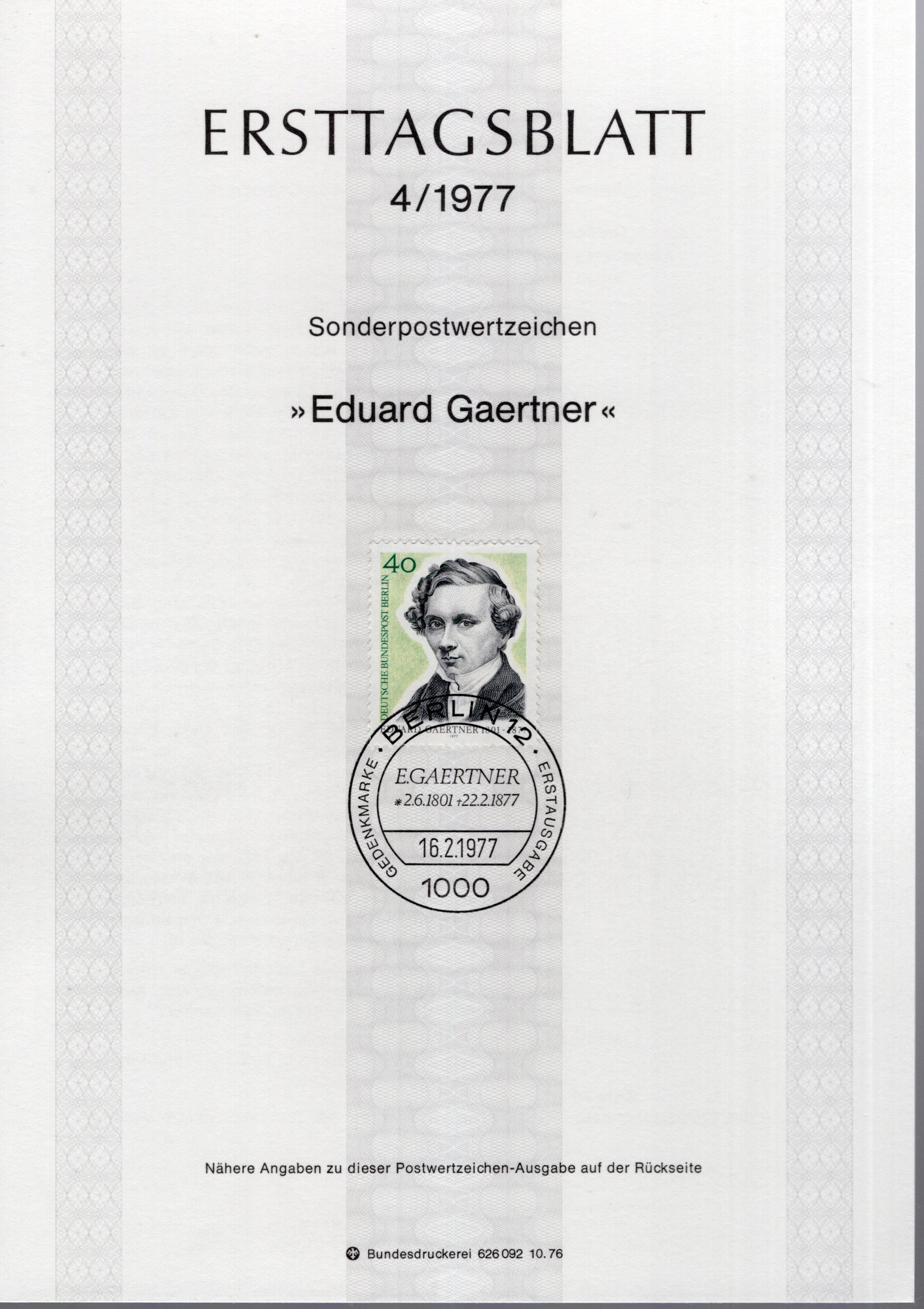 100. Todestag Eduard Gaertner