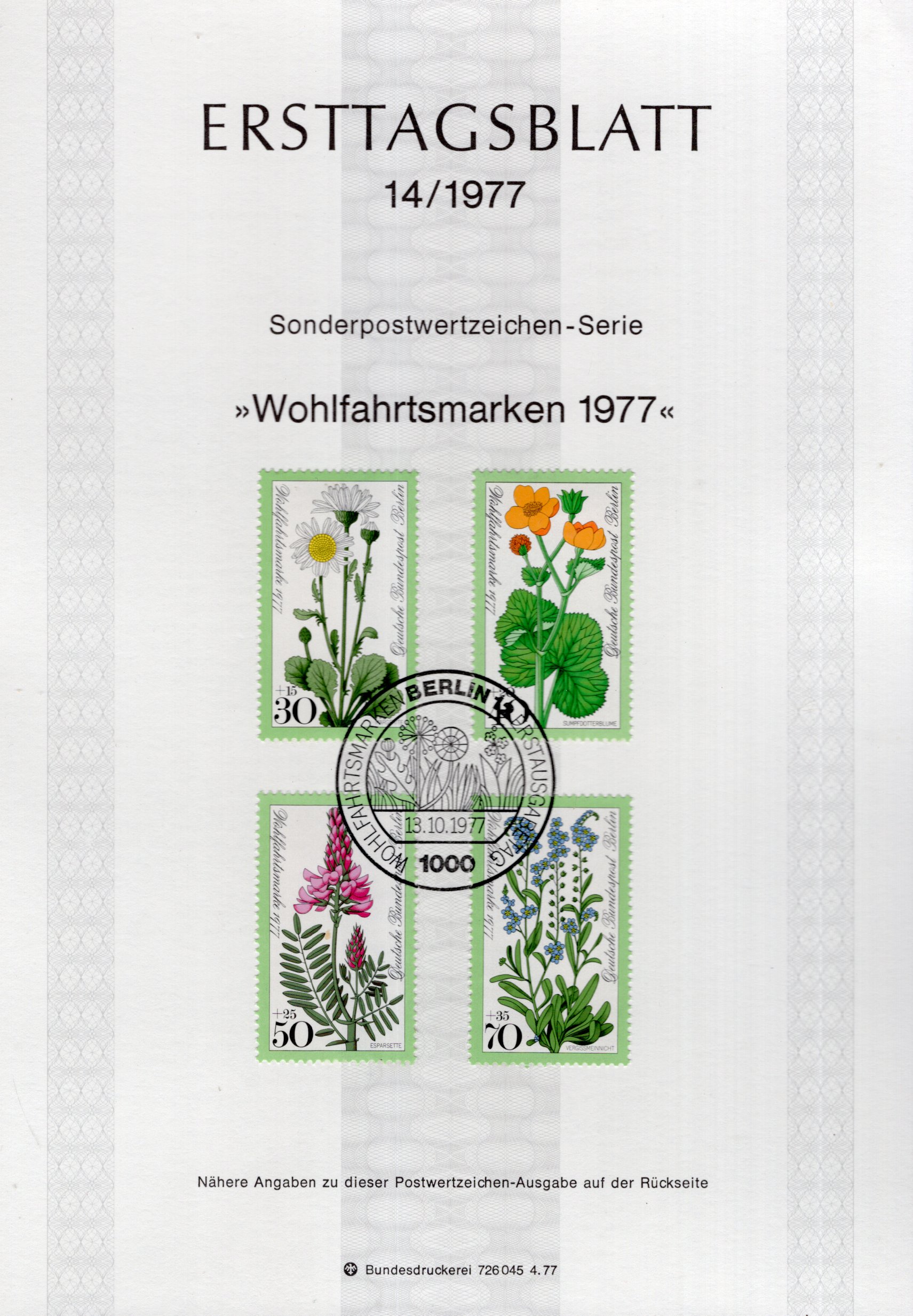 Wohlfahrtsmarken 1977 - Wiesenblumen