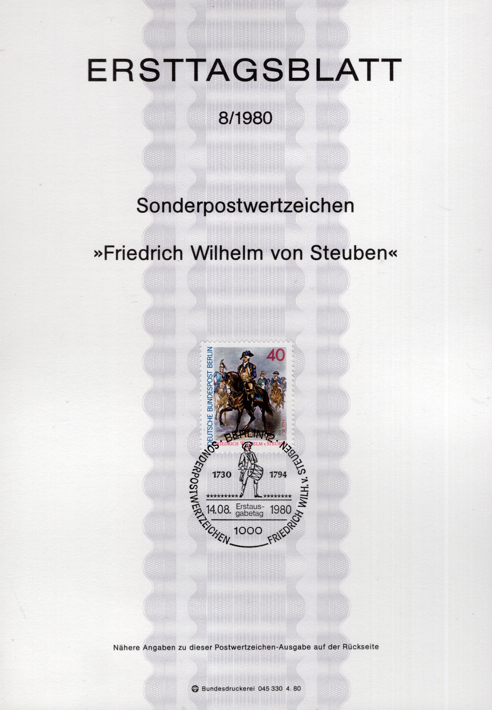 250. Geburttag Friedrich Wilhelm von Steuben