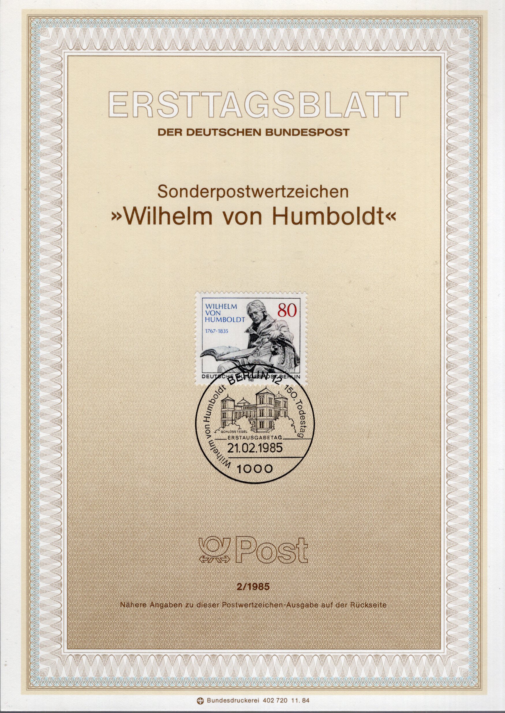 150. Todestag Wilhelm von Humboldt